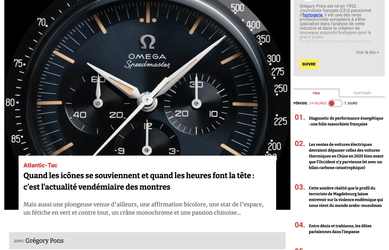 Quand les icônes se souviennent et quand les heures font la tête : c’est l’actualité vendémiaire des montres