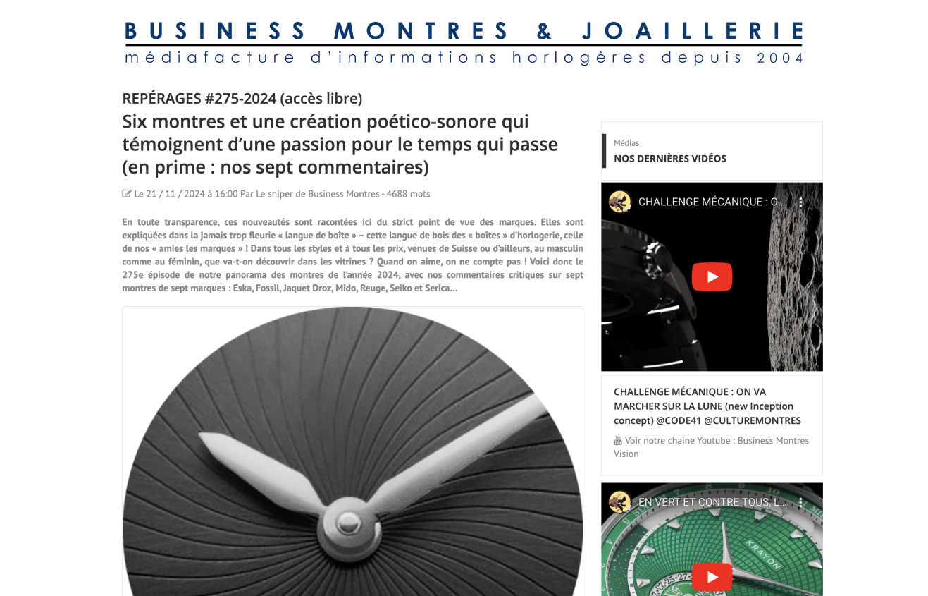 Six montres et une création poético-sonore qui témoignent d’une passion pour le temps qui passe