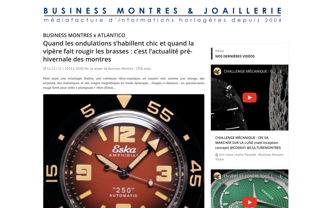 Quand les ondulations s’habillent chic et quand la vipère fait rougir les brasses : c’est l’actualité pré-hivernale des montres