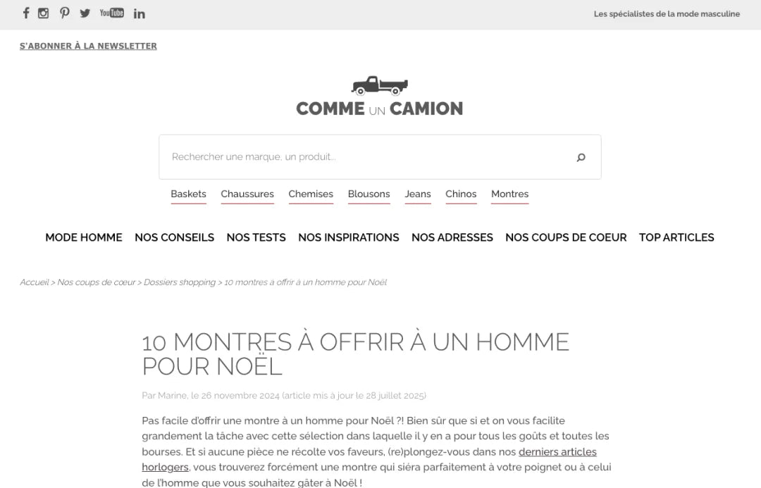 10 montres à offrir à un homme pour Noël