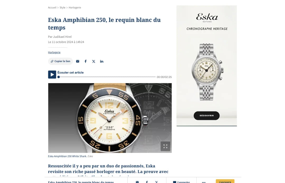 Eska Amphibian 250, le requin blanc du temps