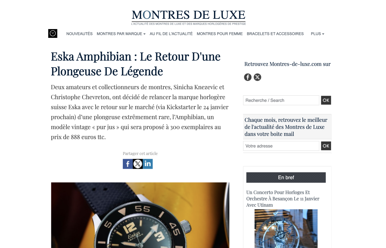 Eska Amphibian : le retour d'une plongeuse de légende