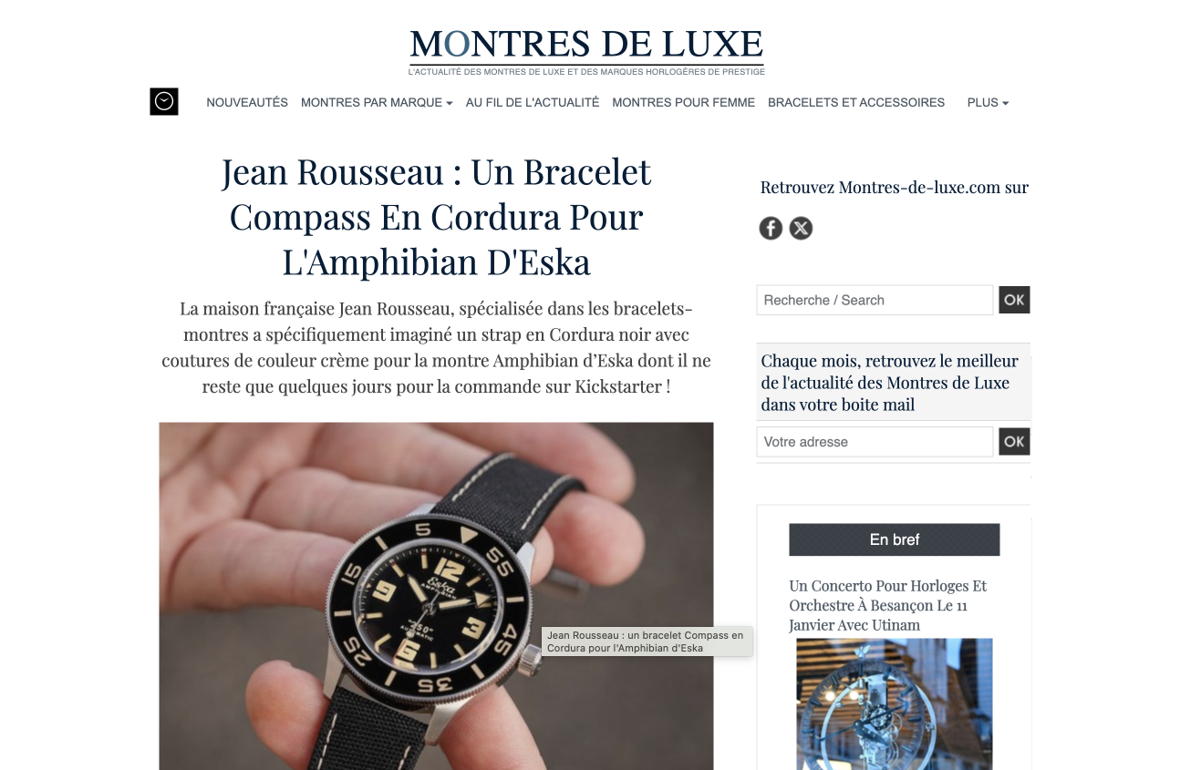 Jean Rousseau : un bracelet Compass en Cordura pour l'Amphibian d'Eska