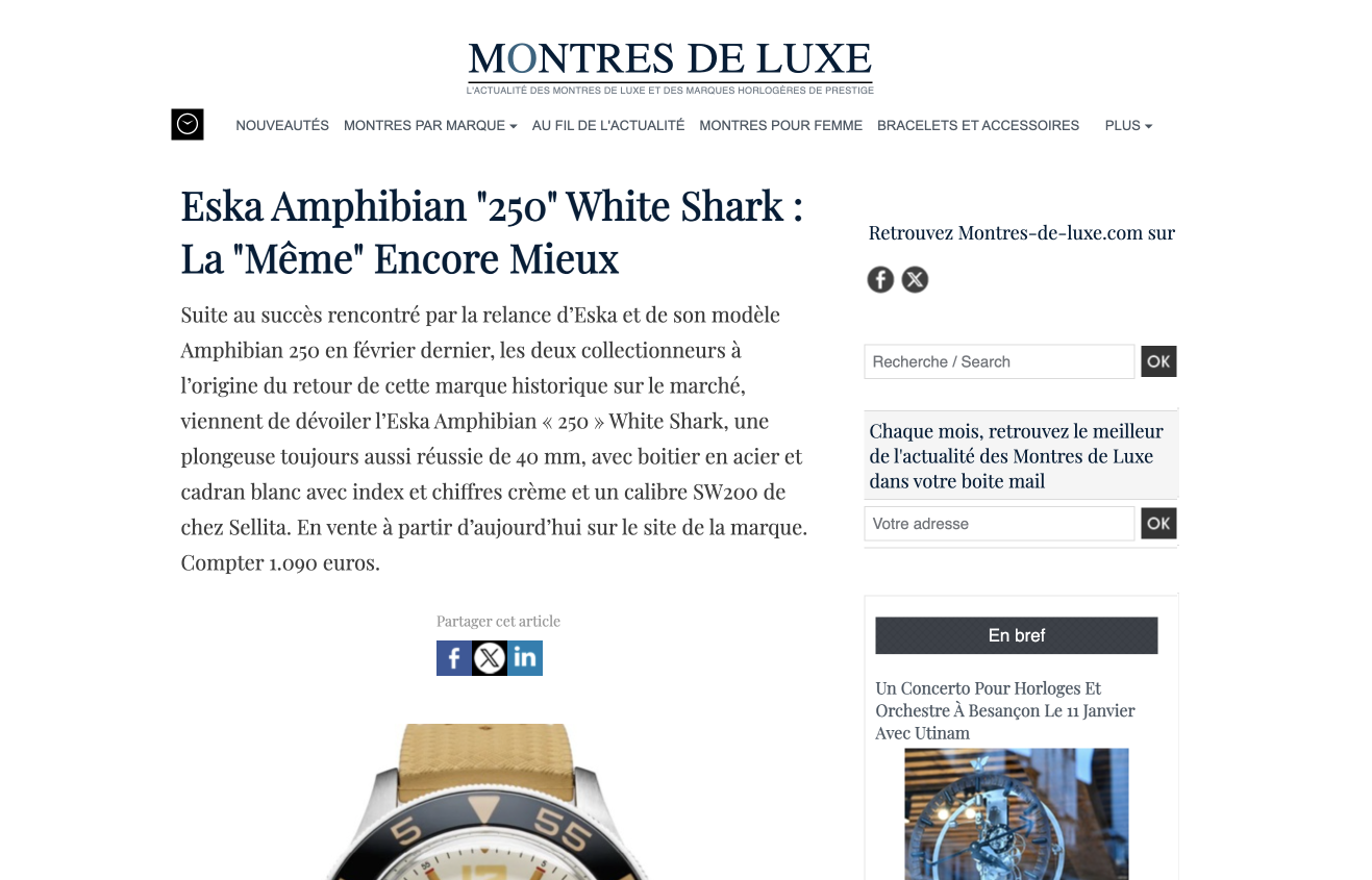 Eska Amphibian "250" White Shark : la "même" encore mieux