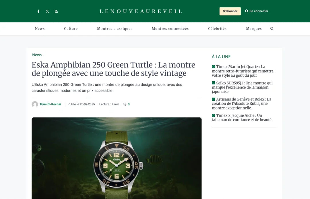 Eska Amphibian 250 Green Turtle : La montre de plongée avec une touche de style vintage