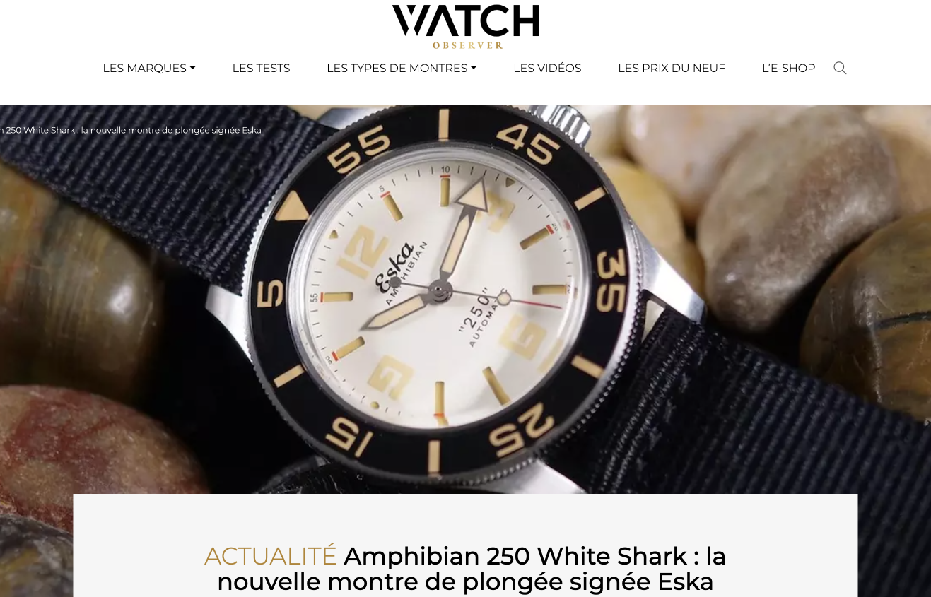 Amphibian 250 White Shark : la nouvelle montre de plongée signée Eska
